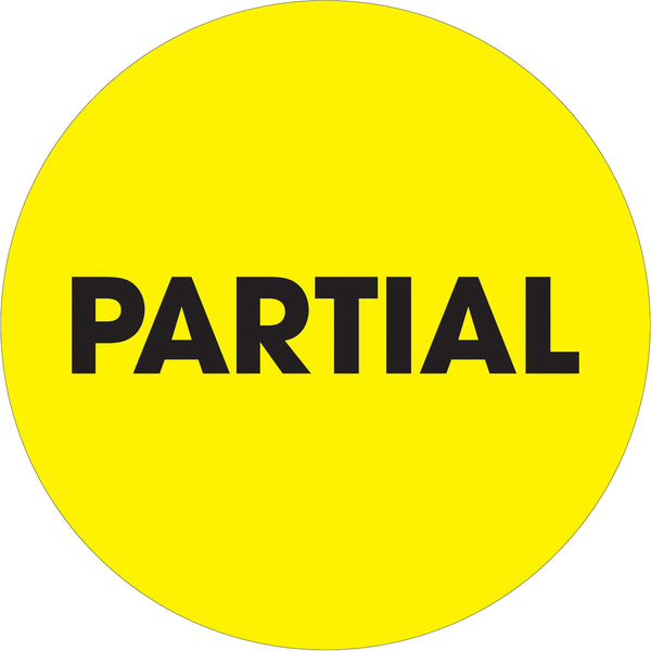 2" Circle - "Partial" Fluorescent Yellow Labels 500/Roll