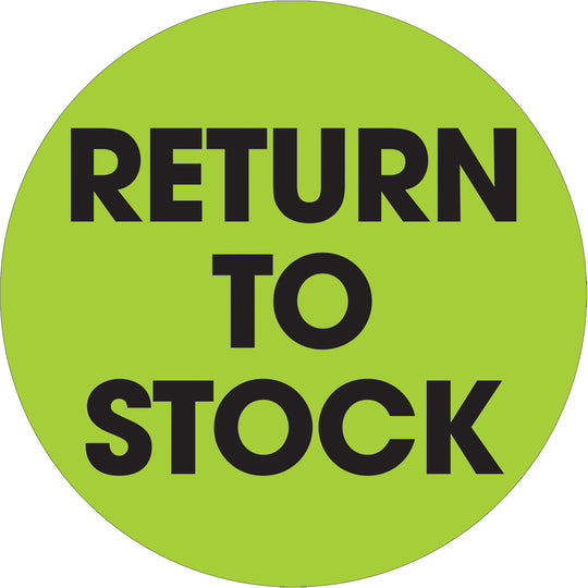 2" Circle - "Return To Stock" Fluorescent Green Labels 500/Roll