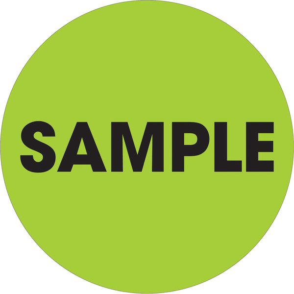 2" Circle - "Sample" Fluorescent Green Labels 500/Roll