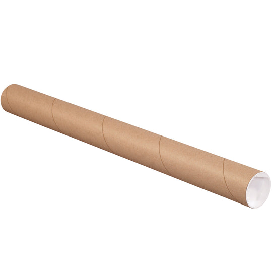 2 x 43 Brown Mailing Tubes With End Caps .080 Gauge 50/Case