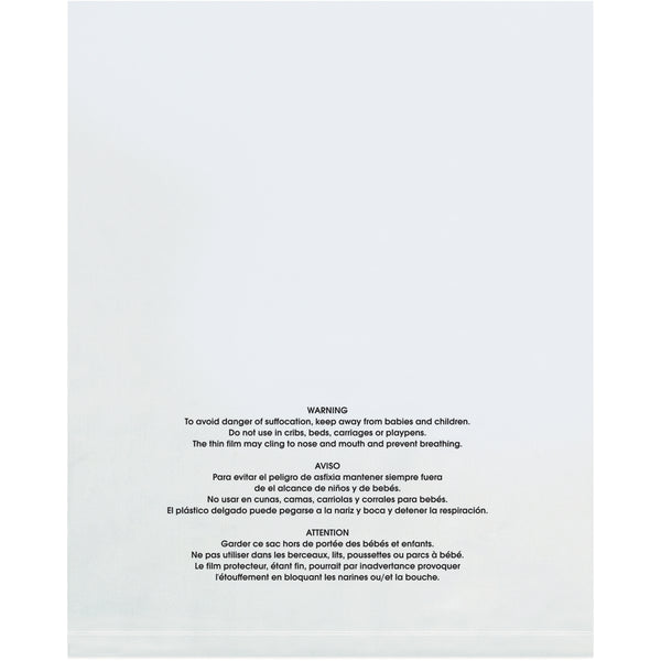 14 x 20 - 2 Mil (100 Pack) Flat Suffocation Warning Poly Bags 100/Case