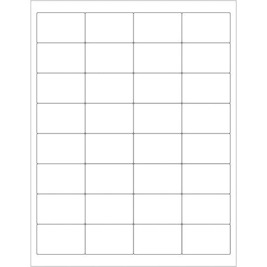 2 x 1 1/4" White Rectangle Laser Labels 3200/Case