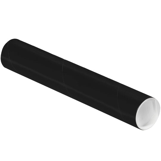 2 x 12 Black Mailing Tubes With End Caps .060 Gauge 50/Case