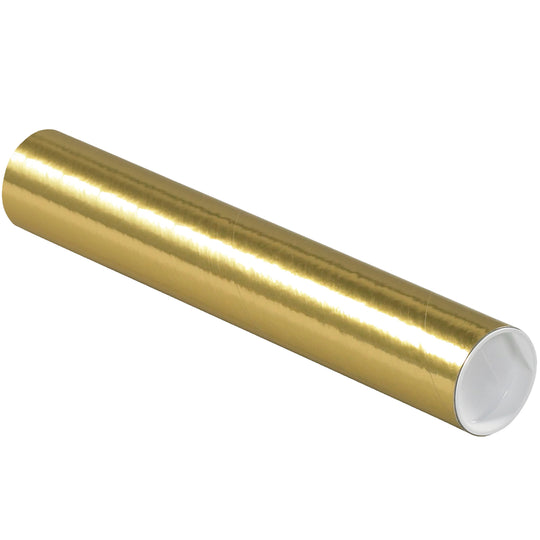 2 x 12 Gold Mailing Tubes With End Caps .060 Gauge 50/Case