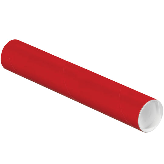 2 x 12 Red Mailing Tubes With End Caps .060 Gauge 50/Case