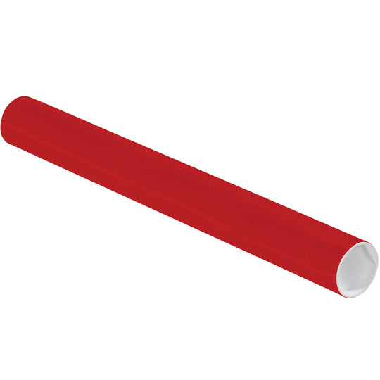2 x 18 Red Mailing Tubes With End Caps .060 Gauge 50/Case