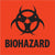 2 x 2" - "Biohazard" Fluorescent Red Labels 500/Roll