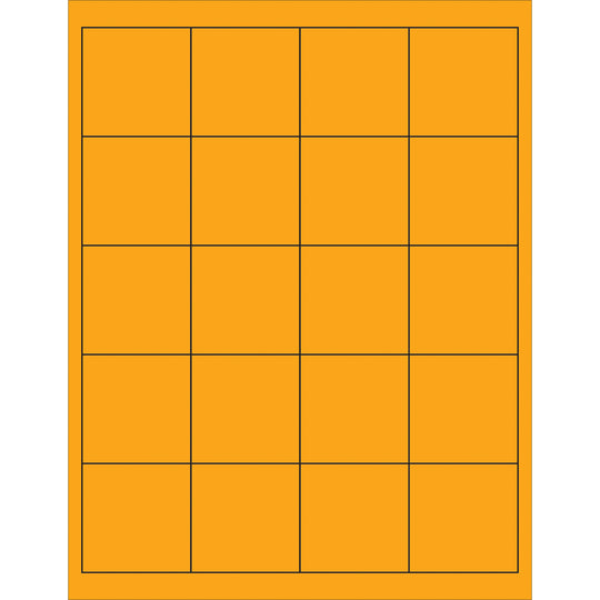 2 x 2" Fluorescent Orange Rectangle Laser Labels 2000/Case