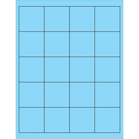 2" x 2" Fluorescent Pastel Blue Rectangle Laser Labels 2000/Case
