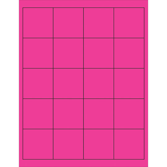 2 x 2" Fluorescent Pink Rectangle Laser Labels 2000/Case
