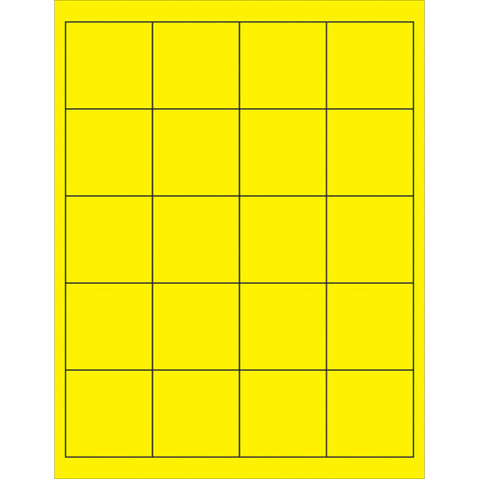 2 x 2" Fluorescent Yellow Rectangle Laser Labels 2000/Case