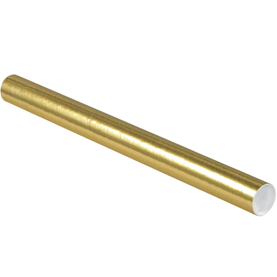 2 x 24 Gold Mailing Tubes With End Caps .060 Gauge 50/Case