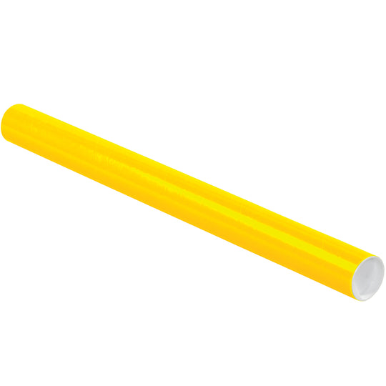 2 x 24 Yellow Mailing Tubes With End Caps .060 Gauge 50/Case
