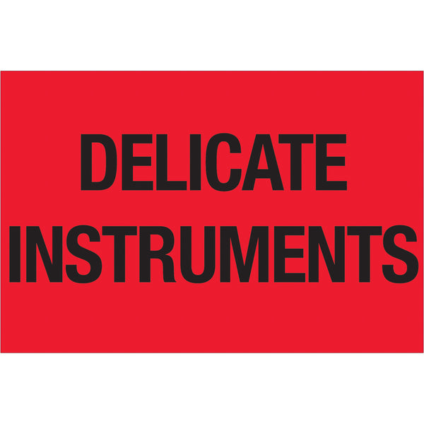 2 x 3" - "Delicate Instruments" (Fluorescent Red) Labels 500/Roll
