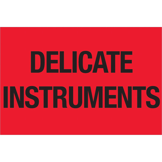 2 x 3" - "Delicate Instruments" (Fluorescent Red) Labels 500/Roll