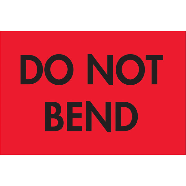 2 x 3" - "Do Not Bend" (Fluorescent Red) Labels 500/Roll