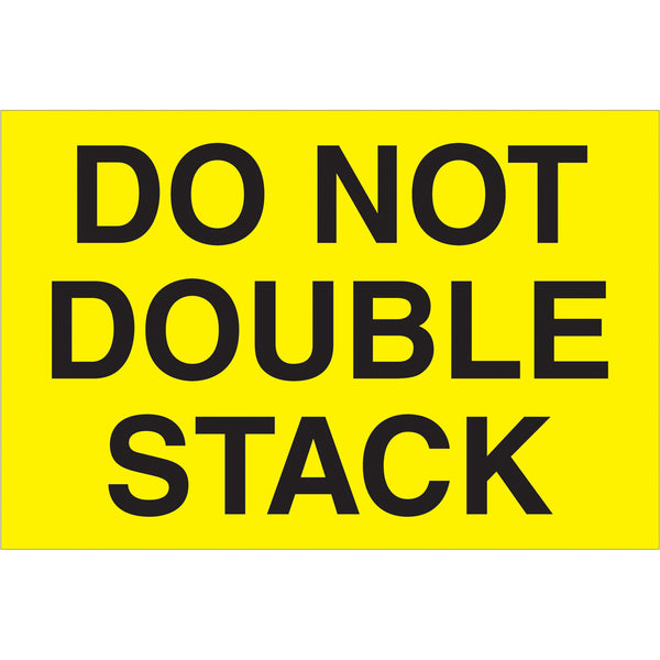 2 x 3" - "Do Not Double Stack" (Fluorescent Yellow) Labels 500/Roll