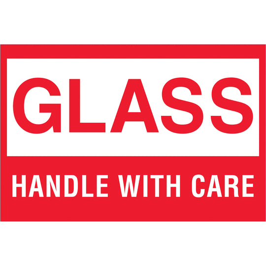 2 x 3" - "Glass - Handle With Care" Labels 500/Roll