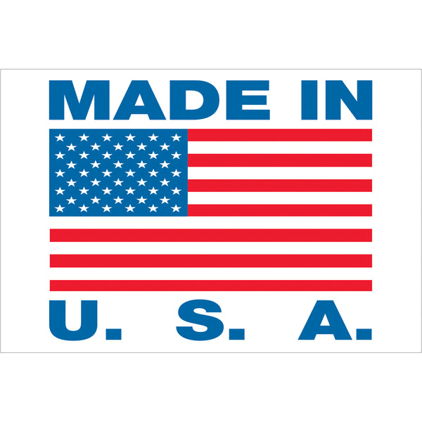 2" x 3" - "Made in U.S.A." Labels 500/Roll