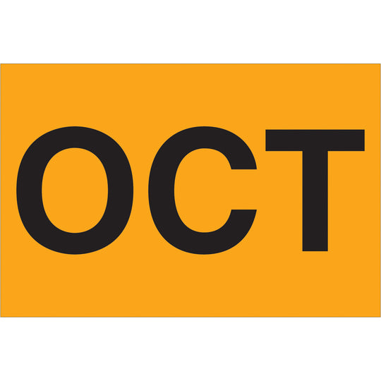 2 x 3" - "OCT" (Fluorescent Orange) Months of the Year Labels 500/Roll