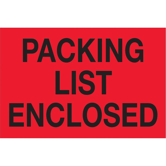 2" x 3" - "Packing List Enclosed" (Fluorescent Red) Labels 500/Roll