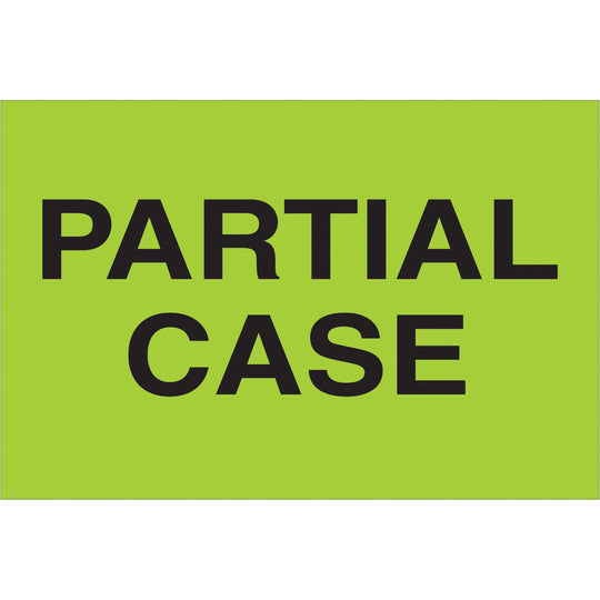 2 x 3" - "Partial Case" (Fluorescent Green) Labels 500/Roll