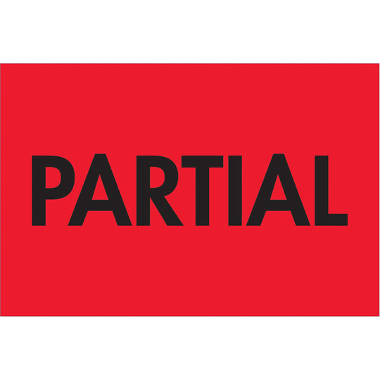 2 x 3" - "Partial" (Fluorescent Red) Labels 500/Roll