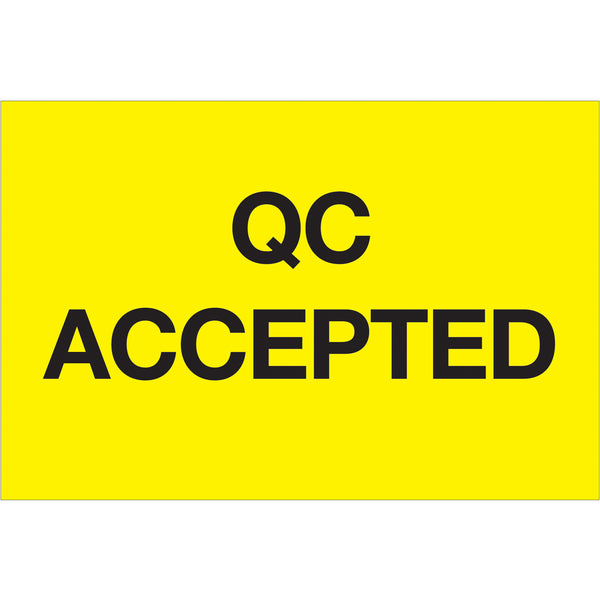 2 x 3" - "QC Accepted" (Fluorescent Yellow) Labels 500/Roll