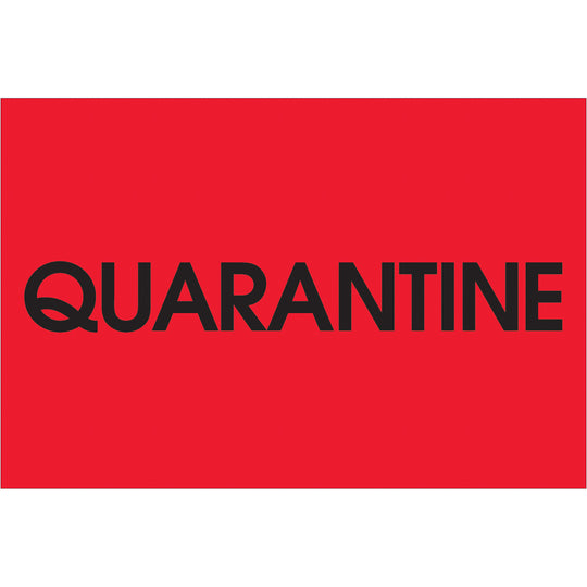 2 x 3" - "Quarantine" (Fluorescent Red) Labels 500/Roll