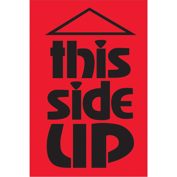 2 x 3" - "This Side Up" (Fluorescent Red) Labels 500/Roll