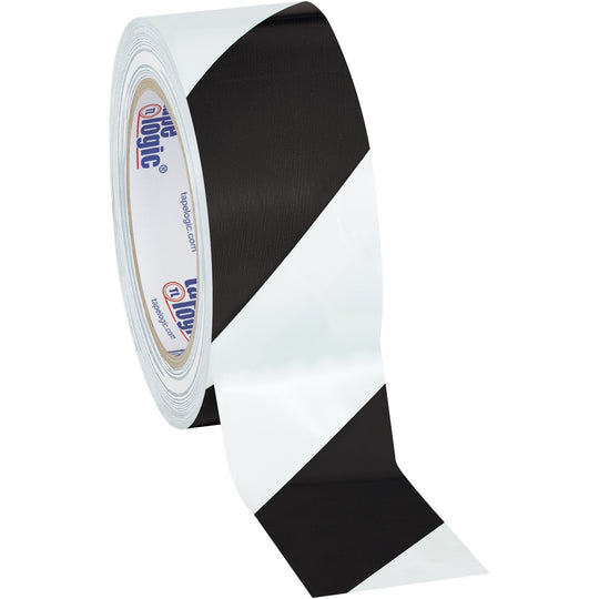 2" x 36 yds. Black/White Striped Vinyl Safety Tape 3/Case