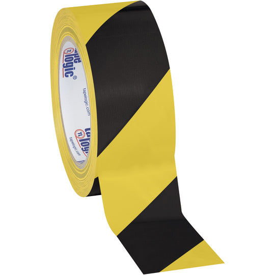 2" x 36 yds. Black/Yellow Striped Vinyl Safety Tape 3/Case