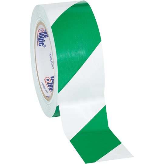 2" x 36 yds. Green/White Striped Vinyl Safety Tape 3/Case