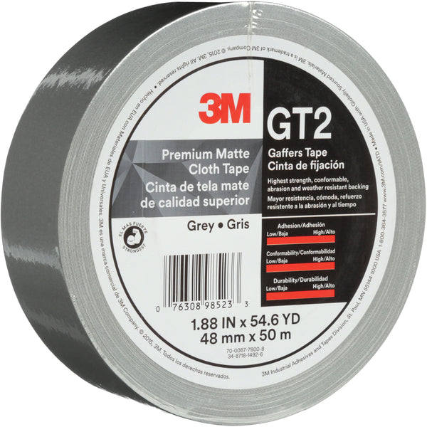 2" x 55 yds. Gray 3M GT2 Gaffers Tape 3/Case