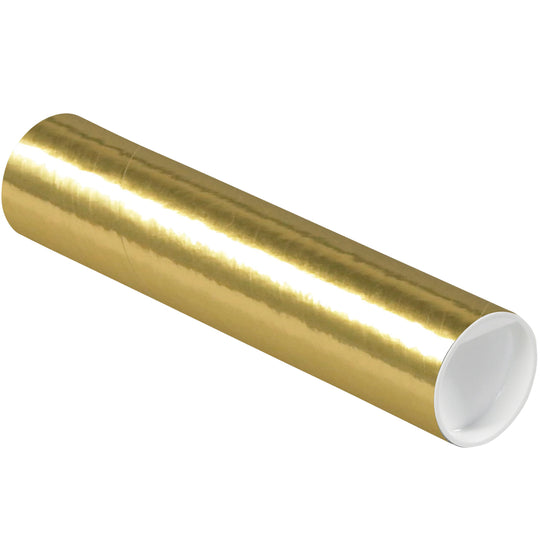 2 x 9 Gold Mailing Tubes With End Caps .060 Gauge 50/Case