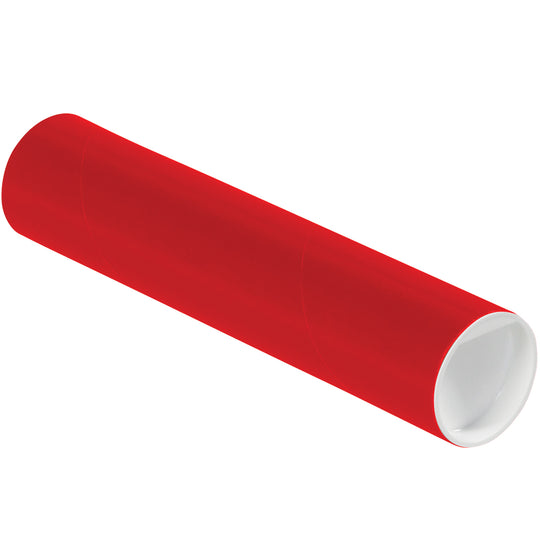 2 x 9 Red Mailing Tubes With End Caps .060 Gauge 50/Case