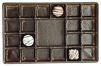 9-3/8 x 6 x 15/16 (1 lb.) Rectangular Candy Tray Brown 21 Cavities 500/Case