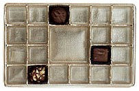 9-3/8 x 6 x 15/16 (1 lb.) Rectangular Candy Tray Gold 21 Cavities 500/Case
