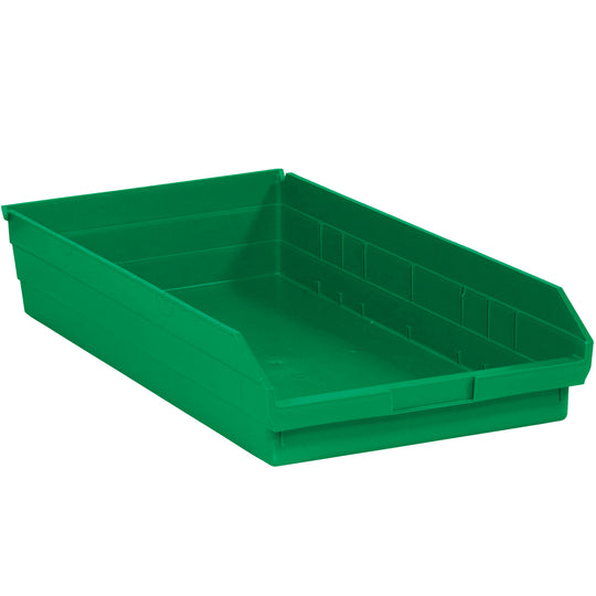 23 5/8 x 11 1/8 x 4 Green Plastic Shelf Bin Boxes 6/Case