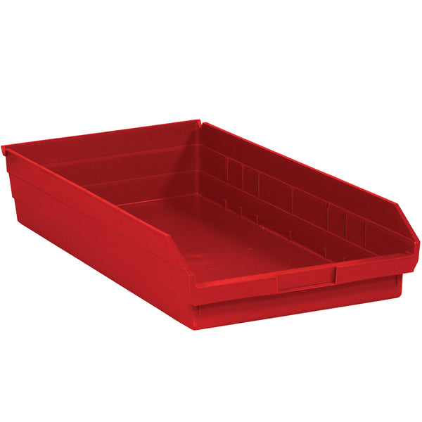 23 5/8 x 11 1/8 x 4 Red Plastic Shelf Bin Boxes 6/Case