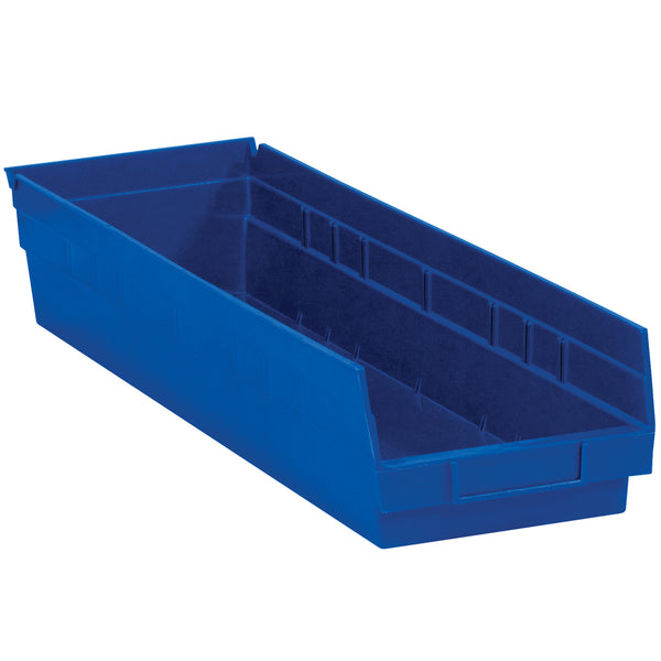 23 5/8 x 6 5/8 x 4 Blue Plastic Shelf Bin Boxes 8/Case