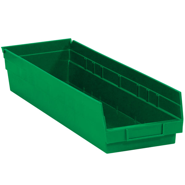 23 5/8 x 6 5/8 x 4 Green Plastic Shelf Bin Boxes 8/Case