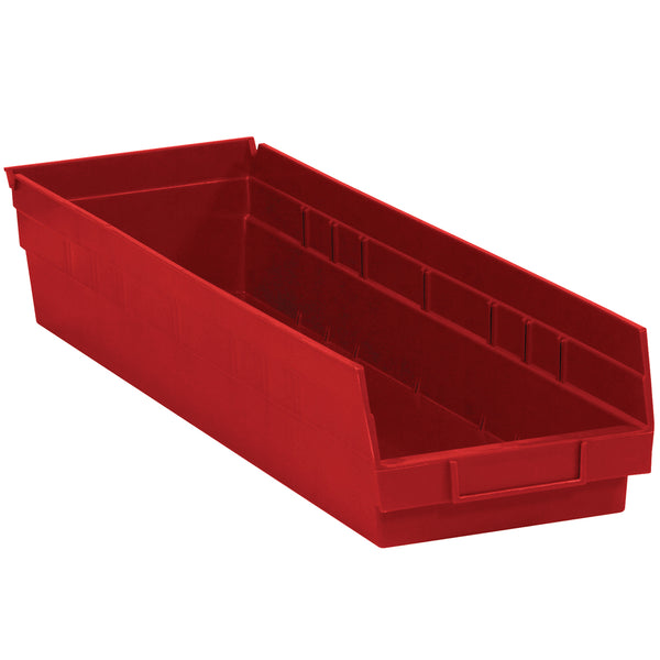 23 5/8 x 6 5/8 x 4 Red Plastic Shelf Bin Boxes 8/Case