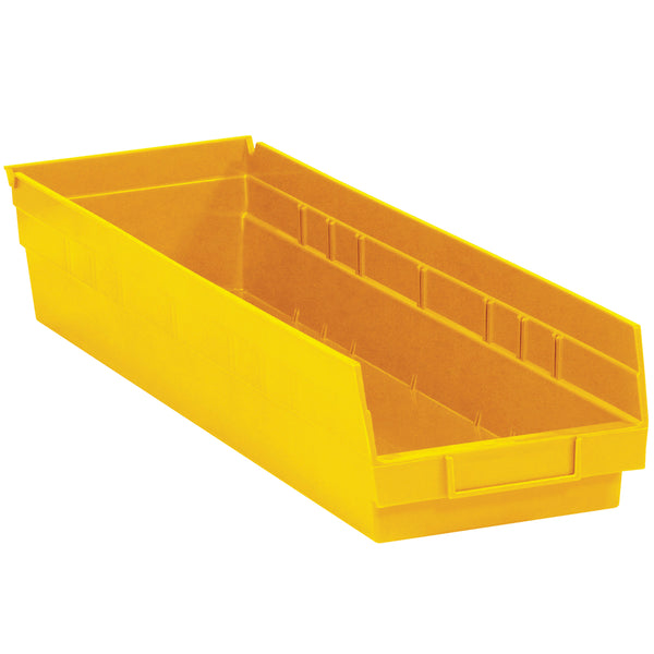 23 5/8 x 6 5/8 x 4 Yellow Plastic Shelf Bin Boxes 8/Case
