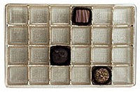 9-3/8 x 6 x 15/16 (1 lb.) Rectangular Candy Tray Gold 24 Cavities 500/Case