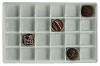 9-3/8 x 6 x 15/16 (1 lb.) Rectangular Candy Tray White 24 Cavities 500/Case