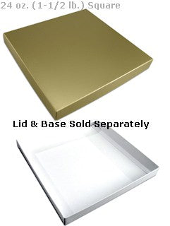 9-7/8 x 9-7/8 x 1-1/8 White 24 oz. (1-1/2 lb.) Square Candy Box BASE 250/Case
