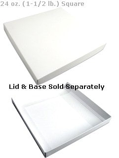 10-3/16 x 10-1/16 x 1-1/8 White 24 oz. (1-1/2 lb.) Sqaure Candy Box LID 250/Case