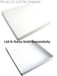9-7/8 x 9-7/8 x 1-1/8 White 24 oz. (1-1/2 lb.) Square Candy Box BASE 250/Case