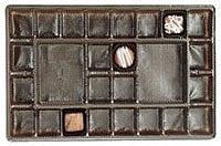 10-7/8 x 7-1/16 x 15/16 (1-1/2 lb.) Rectangular Candy Tray Brown 26 Cavities 500/Case